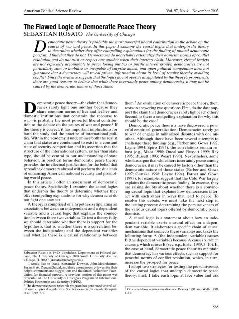 Critique of Democratic Peace Theory | PDF | Causality | Democracy