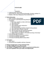 Business Plan Questionnaire DOCUMENT