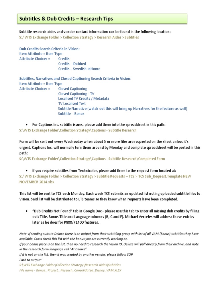 Subtitles Guidelines | PDF