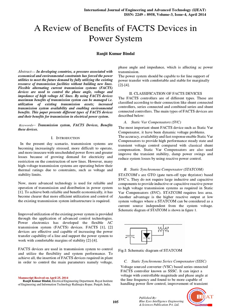 Benefits of FACTS Controllers in Power Systems | PDF