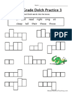Second Dolch Worksheet 3 PDF