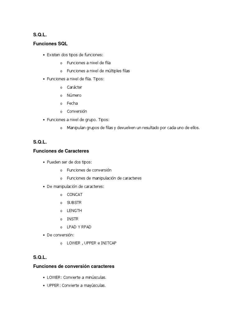 Funciones de Oracle | PDF | SQL | Enseñanza de matemática