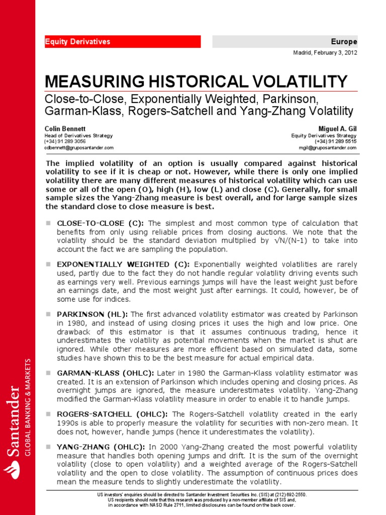 Measuring Historic Volatility | PDF | Volatility (Finance) | Variance