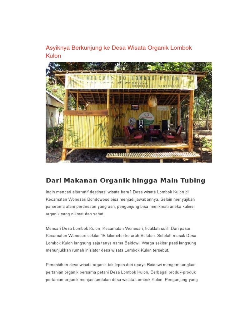 Asyiknya Berkunjung Ke Desa Wisata Organik Lombok Kulon