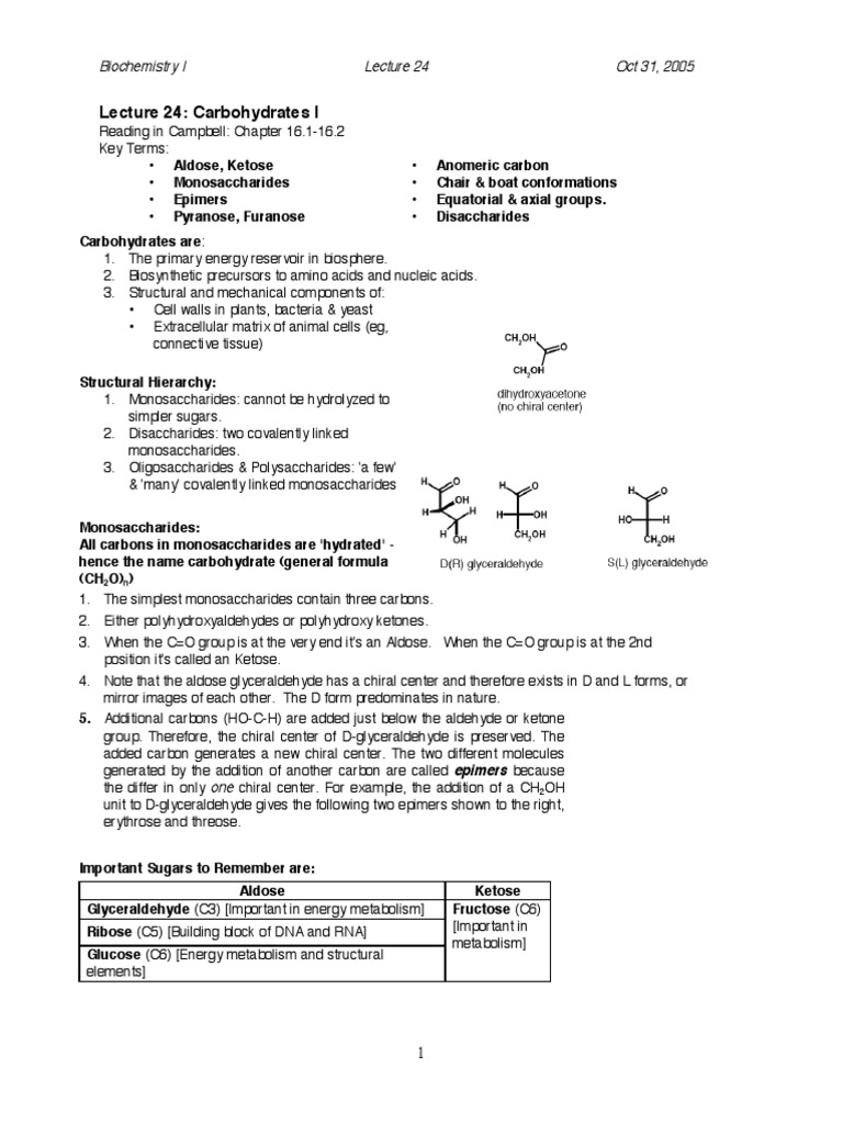 Carbohydrate Structure and Nomenclature | PDF | Carbohydrates | Glucose