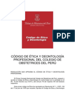 codigo de etica y deontologia profesional del colegio de obstetrices del Perú 