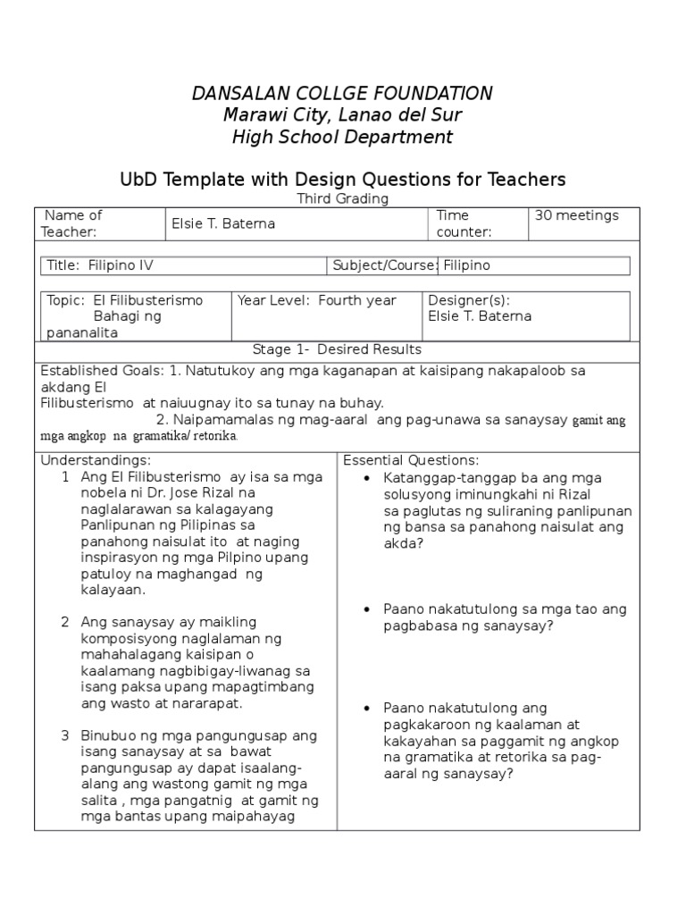4th Year Ubd | PDF