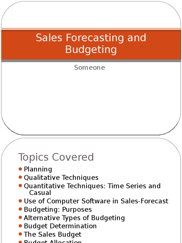 Sales Forecasting and Budgeting Overview | PDF | Forecasting | Budget