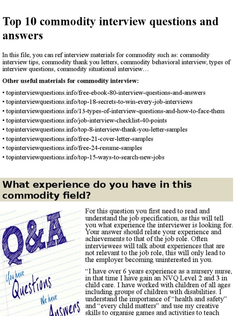 Top Commodity Interview Questions Guide | PDF | Interview | Job Interview