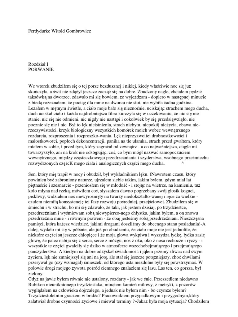 Czy Znasz Ferdydurke Sprawdzian Odpowiedzi