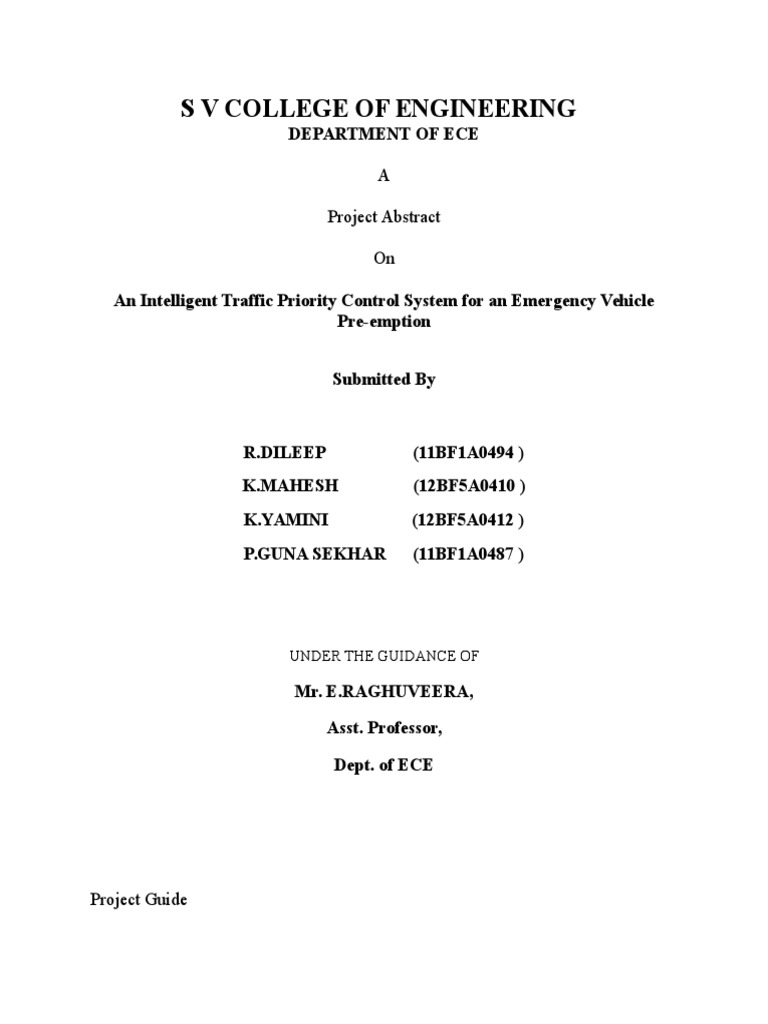 Traffic Priority Control System For An Emergency Vehicle Preemption | PDF
