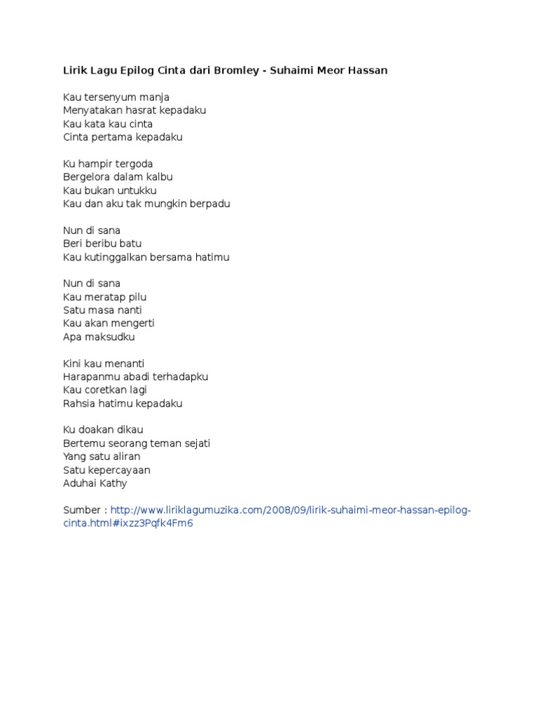 Lirik Lagu Epilog Cinta Dari Bromley Pdf