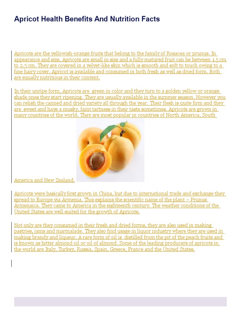 Apricot Health Benefits and Nutrition Facts PDF Dietary Fiber