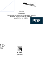 Bonina, Carla; Tecnologías de Información Y Nueva Gestión Pública, Experiencias de Gobierno Electrónico en México (2005)
