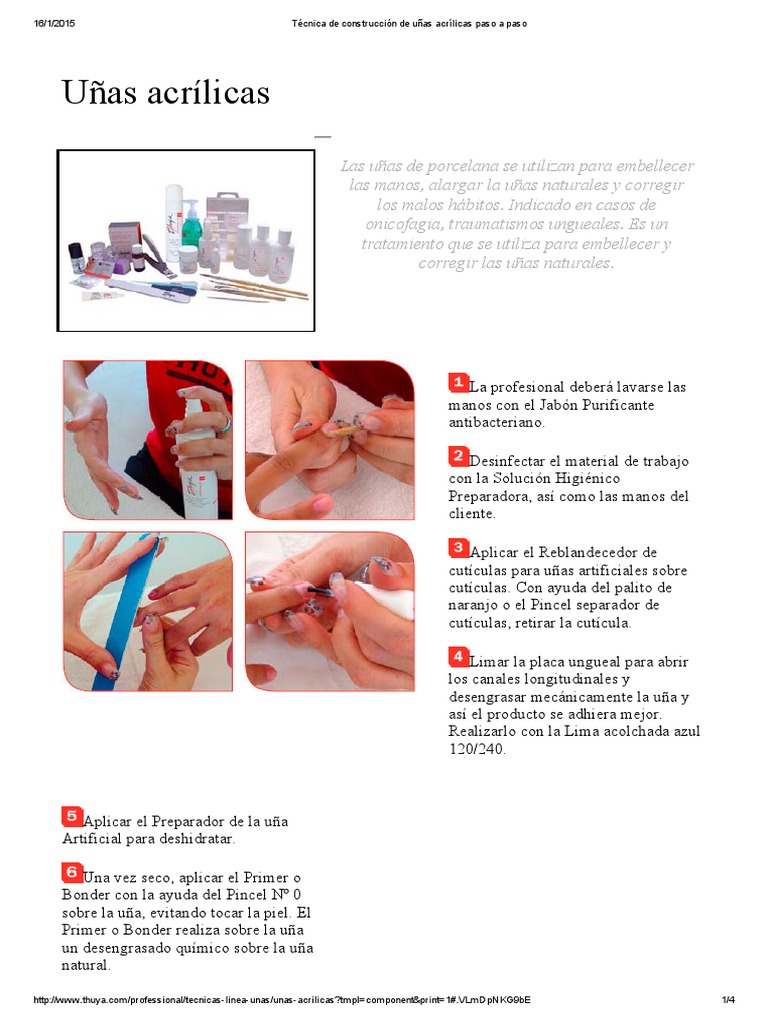 Técnica de Construcción de Uñas Acrílicas Paso A Paso PDF | PDF | Clavo  (anatomía) | Pie