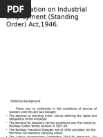 Presentation On Industrial Employment (Standing Order) Act, 1946