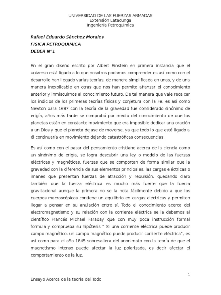 Ensayo acerca de la Teoria Del Todo por Albert Einstein