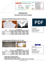 Price List Daftar Harga Percetakan AMPLOP Dan KOP SURAT DEPRINTZ September 2014