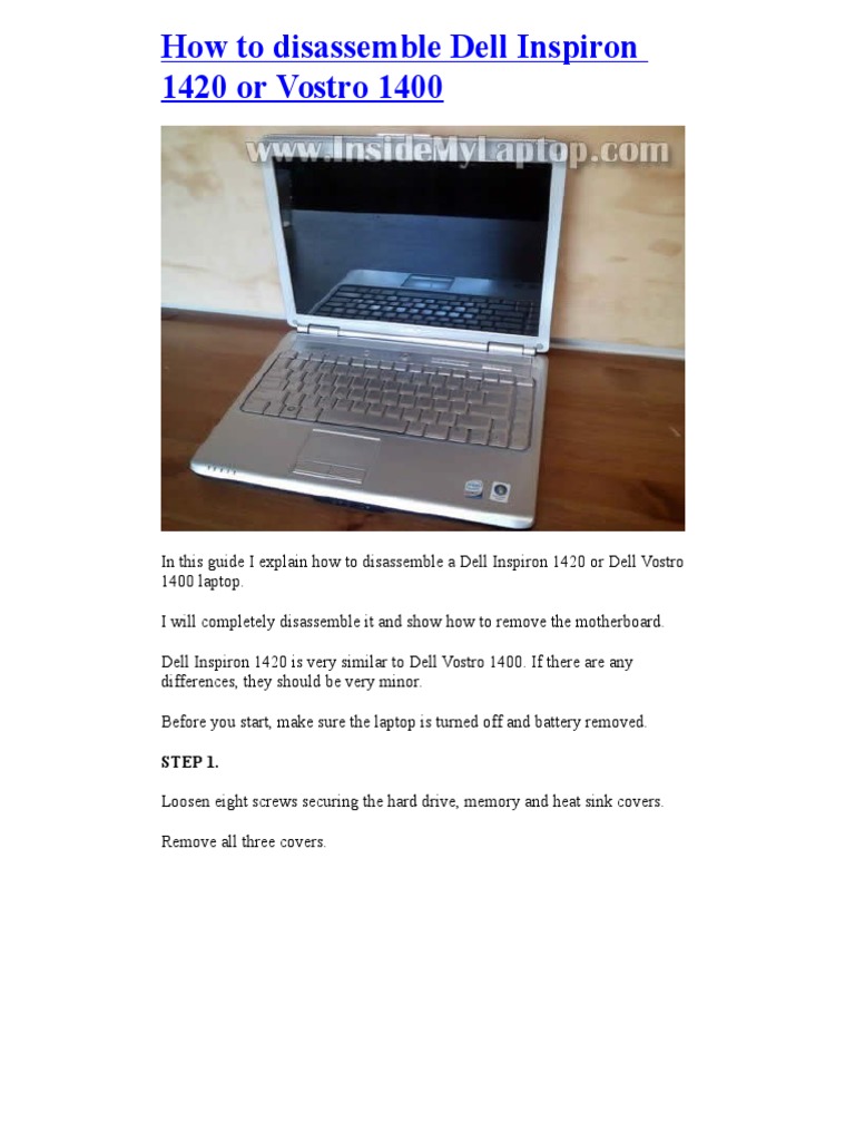 How to Disassemble Dell Inspiron 1420 or Vostro 1400 | Laptop | Electrical  Connector