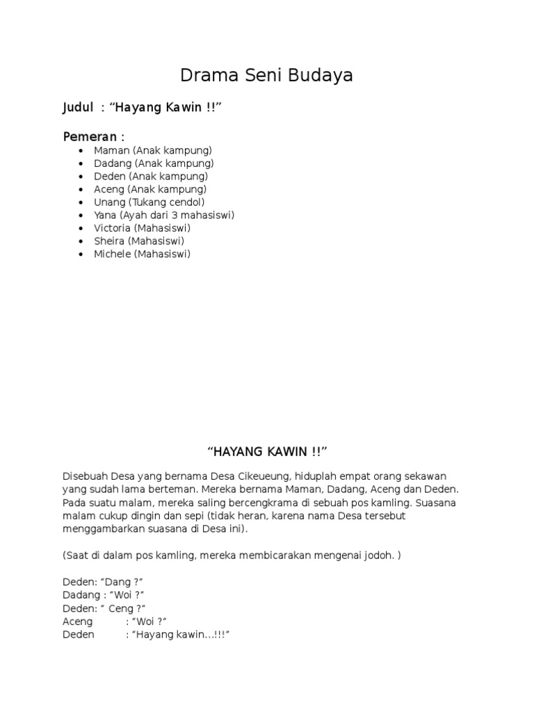 CONTOH DRAMA SISINDIRAN SUNDA