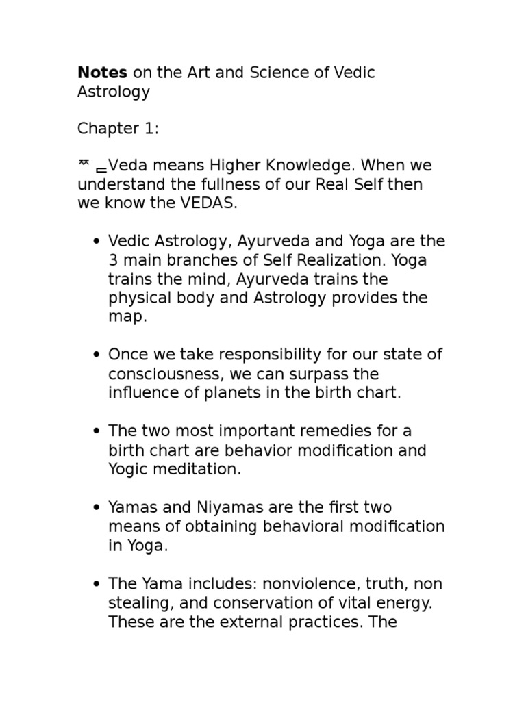 Vedic Astrology: Art and Science Notes | PDF | Planets In Astrology ...