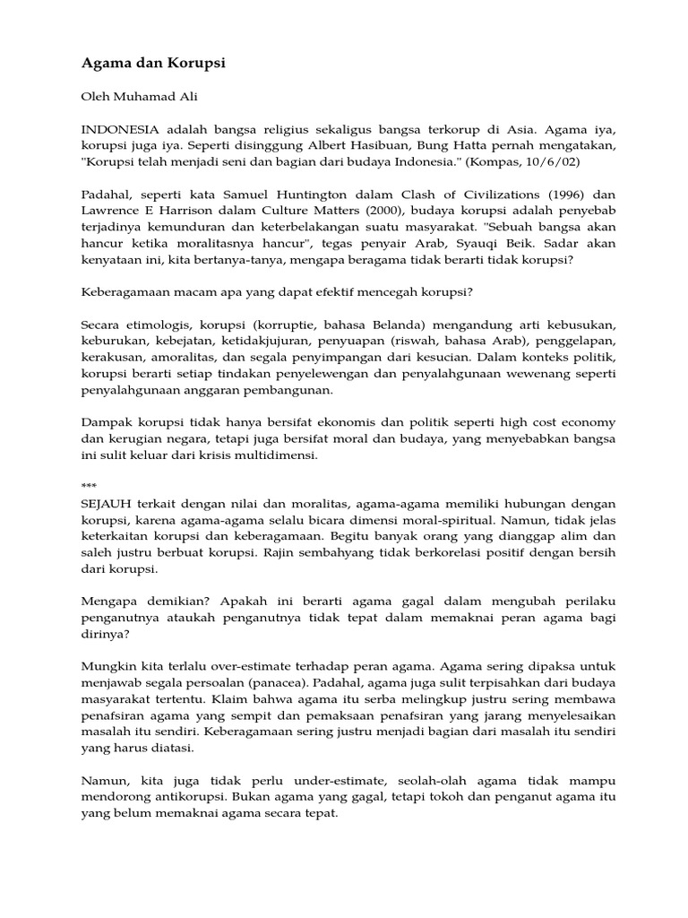 Agama Dan Korupsi Pdf