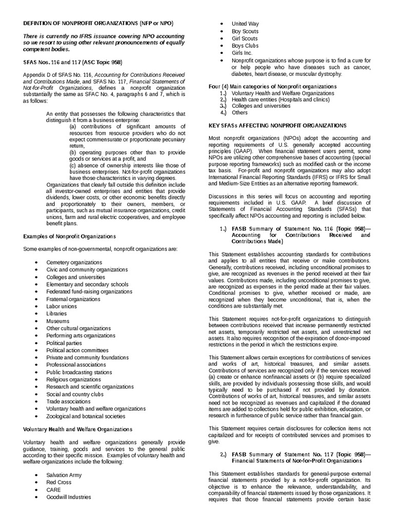Definition and Standards for Nonprofits | PDF | Generally Accepted ...