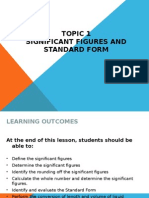 Topic 1 Significant Figures and Standard Form