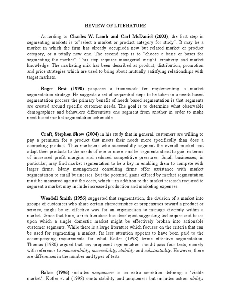 Literature review summary example picture