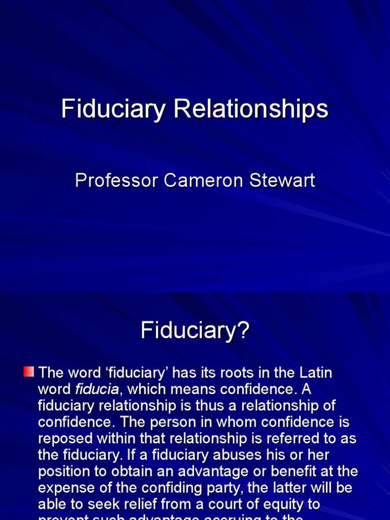 Understanding Fiduciary Relationships PDF Fiduciary Trust Law