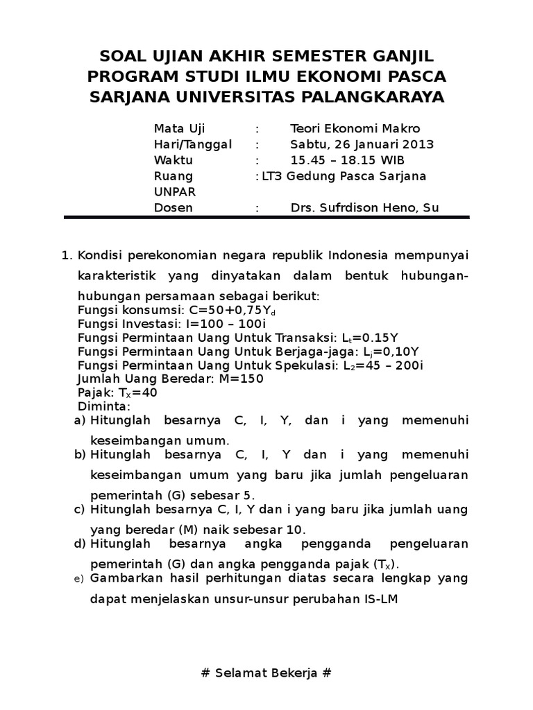 Soal Ujian Akhir Semester Ganjil
