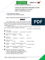 Subiect Si Barem LimbaRomana EtapaII ClasaII 12-13 PDF