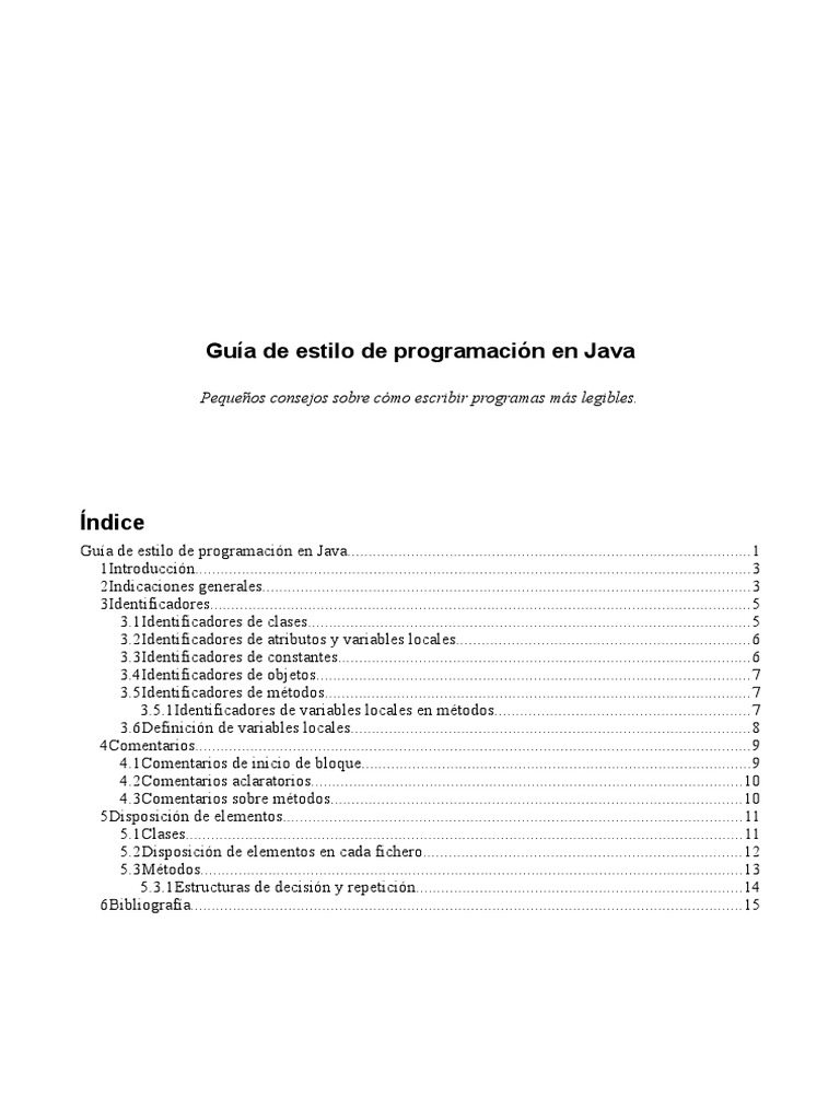 Guía de Estilo para Programación en Java | PDF | Java (lenguaje de ...