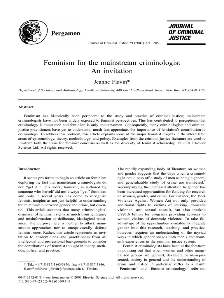 Feminist Criminologist Criminology Feminism