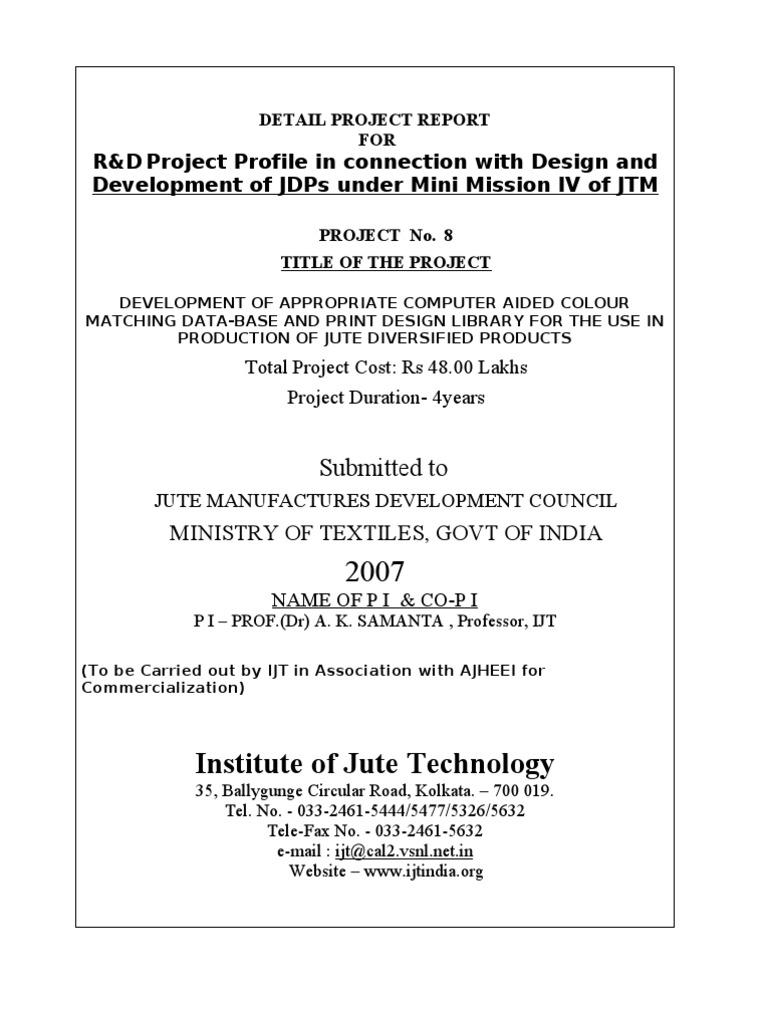 Institute of Jute Technology Submitted To PDF Dyeing Dye