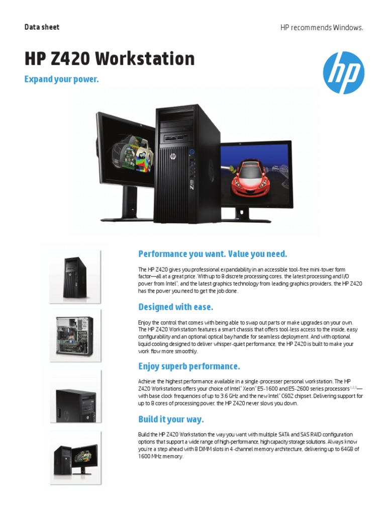 HP Z420 Quick Specs PDF 64 Bit Computing Multi Core Processor