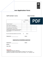 Leave Application Form: Staff Member's Name: Index Number