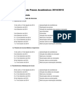 Calendário de Prazos Académicos 2014/2015: I. Ingresso No 1º Ciclo