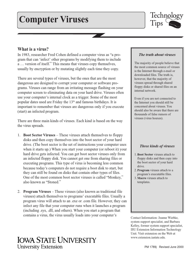 Computer Viruses: What Is A Virus? | PDF | Computer Virus | Antivirus ...