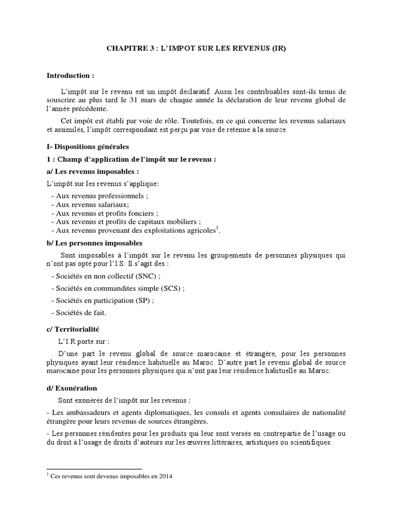 Guide sur l'Impôt sur le Revenu au Maroc | PDF | Impôt sur le revenu ...