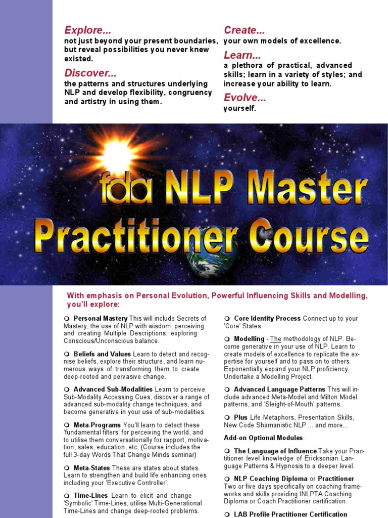 Nlp Master Practitioner Course Pdf Neuro Linguistic Programming Psychotherapy