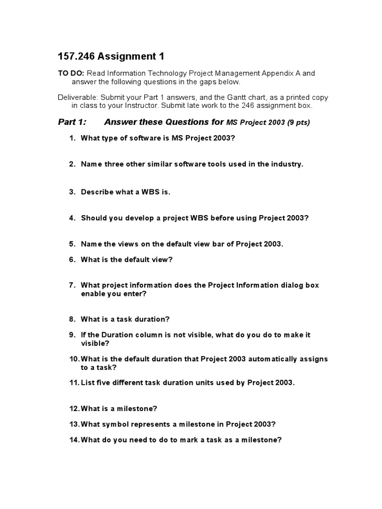 MS Project Exercise Brian Whitworth - A1 | PDF