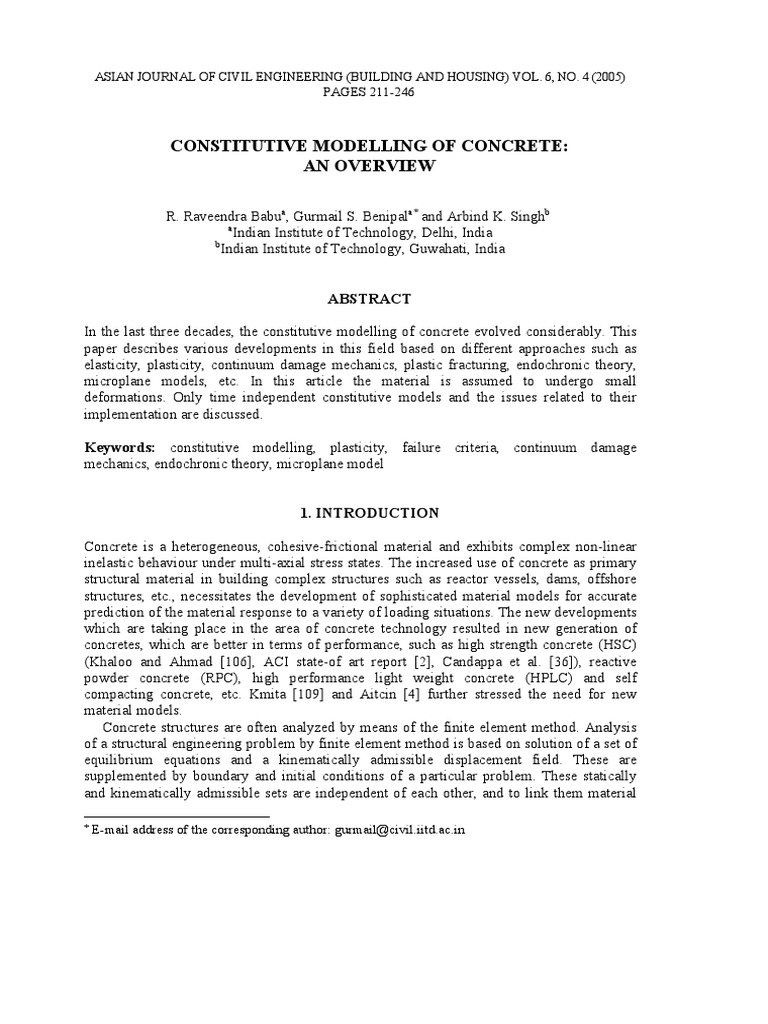Constitutive Models Of Concrete Yield Engineering - 