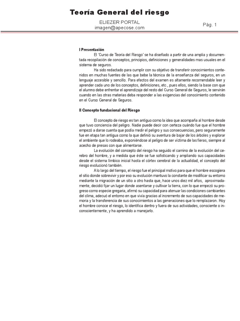 Curso de Teoría Del Riesgo | PDF