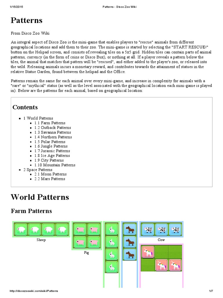 Patterns Disco Zoo Wiki Pdf Organisms Nature
