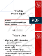 FINA 652 Private Equity: Class I Introduction To The Private Equity Industry