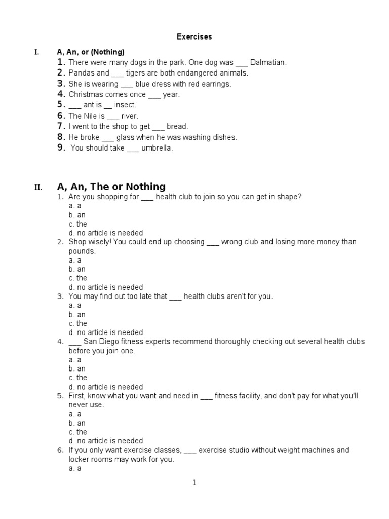 Exercises I A An Or Nothing Pdf Taiwan Sleep