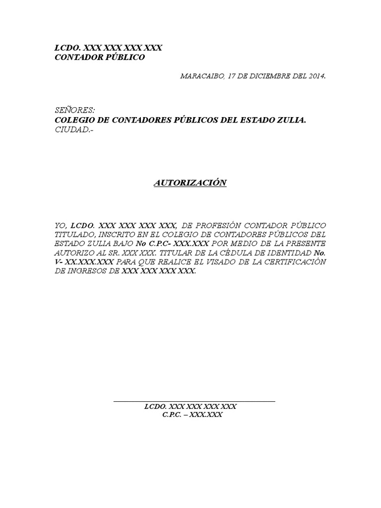 Autorizacion CERTIFICADO/BALANCE