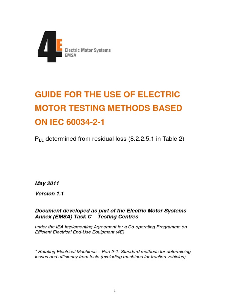 Guide For The Use of Electric Motor Testing Methods Based ON IEC 60034