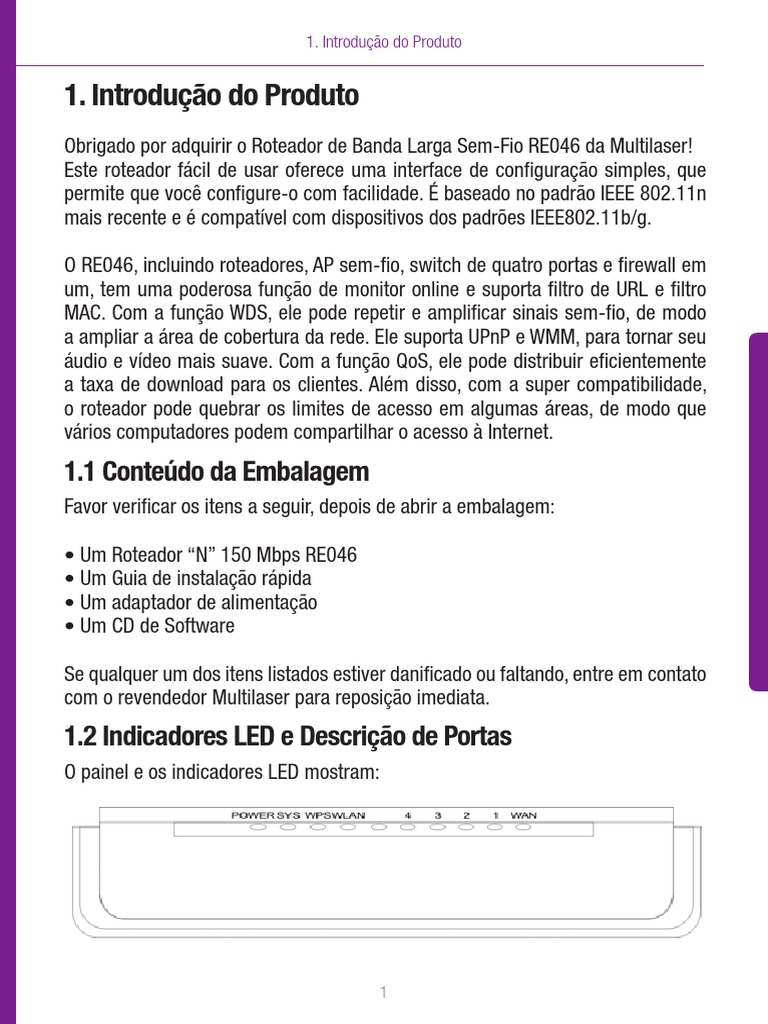 Manual Multilaser Re046 Manual rv1 PDF Endereço de IP